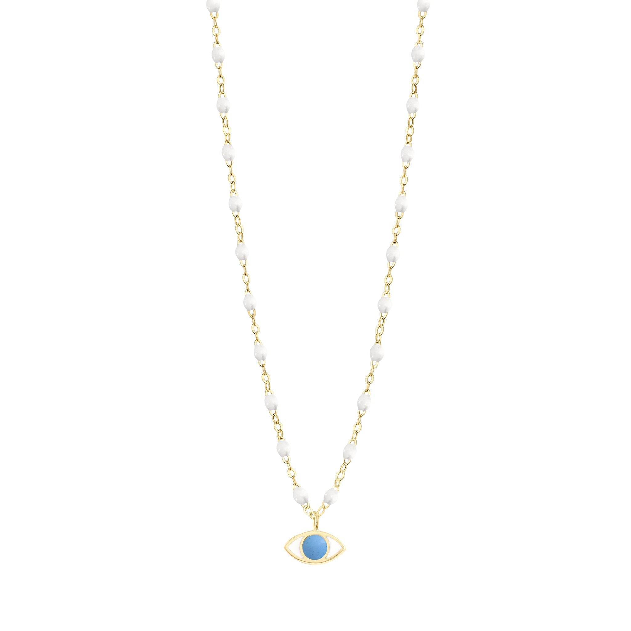 Gigi Clozeau - Collier Eye Classic blanc, or jaune, 42 cm