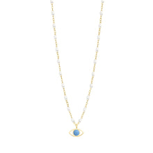 Gigi Clozeau - Collier Eye Classic blanc, or jaune, 42 cm