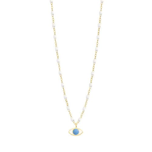 Gigi Clozeau - Collier Eye Classic blanc, or jaune, 42 cm