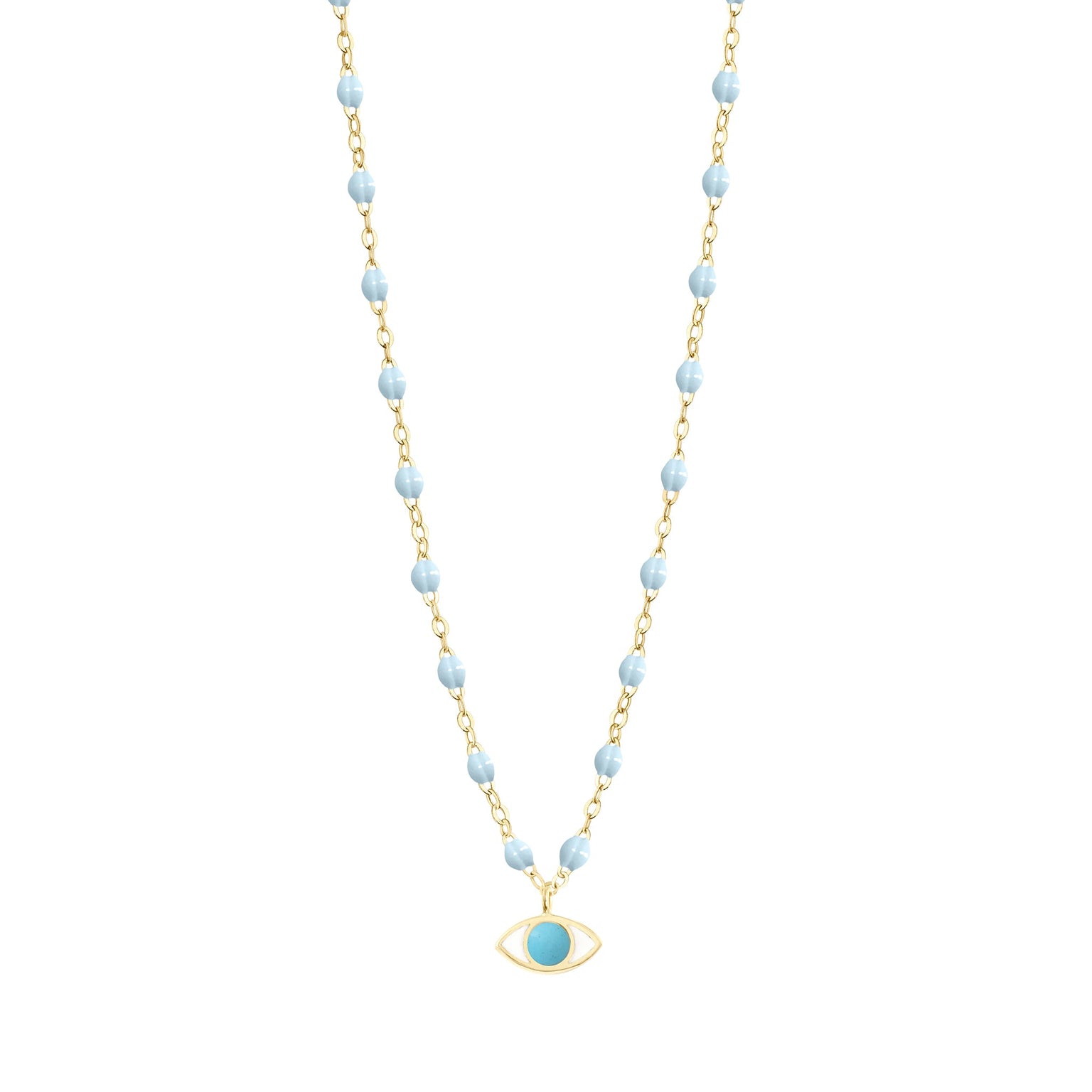 Classic Gigi Baby Blue Eye Necklace Yellow Gold 42 cm