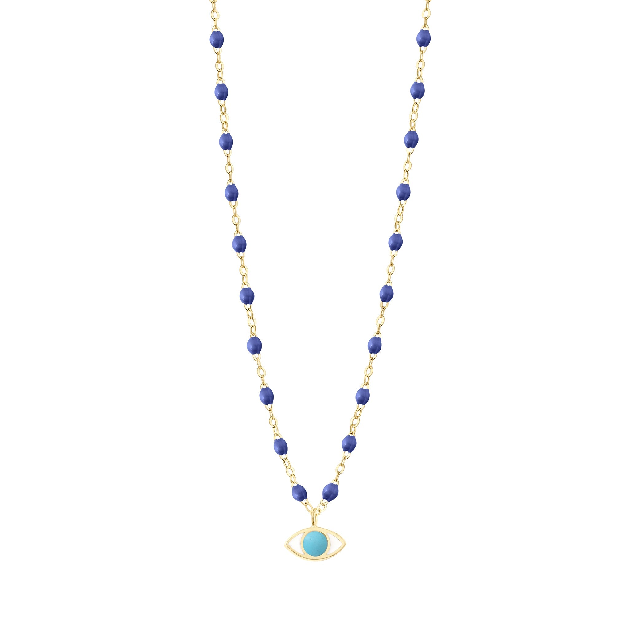 Gigi Clozeau - Collier Eye Classic bleuet, or jaune, 42 cm