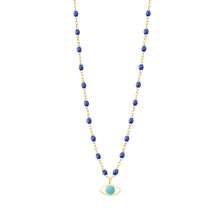 Gigi Clozeau - Collier Eye Classic bleuet, or jaune, 42 cm