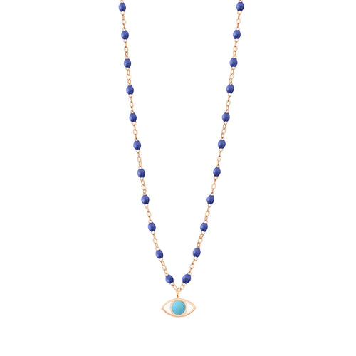 Gigi Clozeau - Collier Eye Classic bleuet, or rose, 42 cm