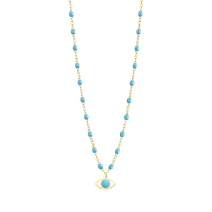 Gigi Clozeau - Collier Eye Classic turquoise, or jaune, 42 cm