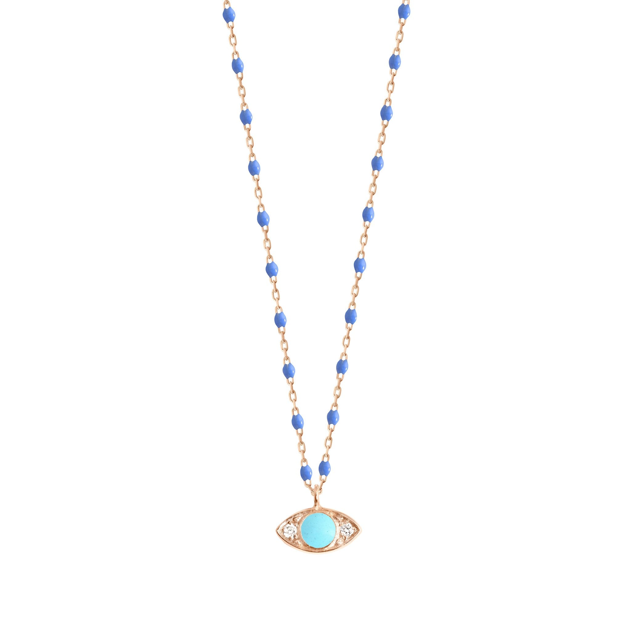 Gigi Clozeau - Collier Eye Mini Gigi or rose, diamants, 42 cm