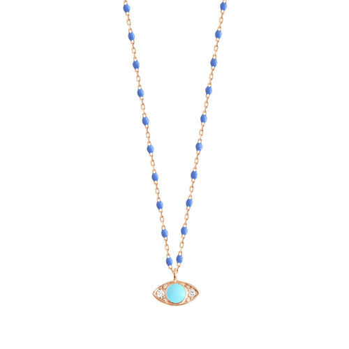 Gigi Clozeau - Collier Eye Mini Gigi or rose, diamants, 42 cm