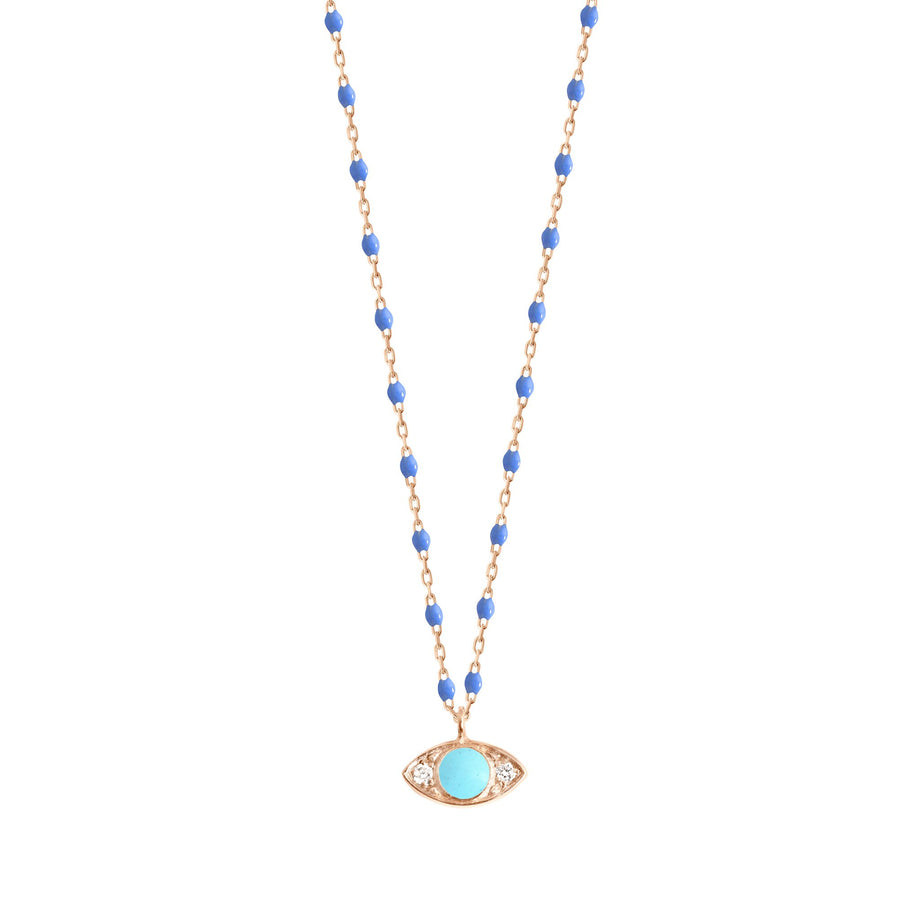 Gigi Clozeau - Collier Eye Mini Gigi or rose, diamants, 42 cm