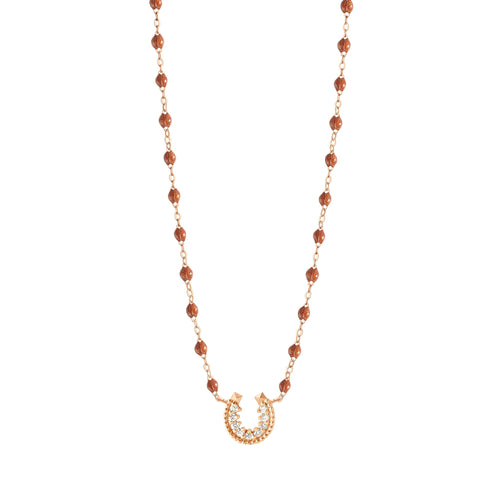 Gigi Clozeau - Collier fauve Fer à cheval, diamants, or rose, 42 cm