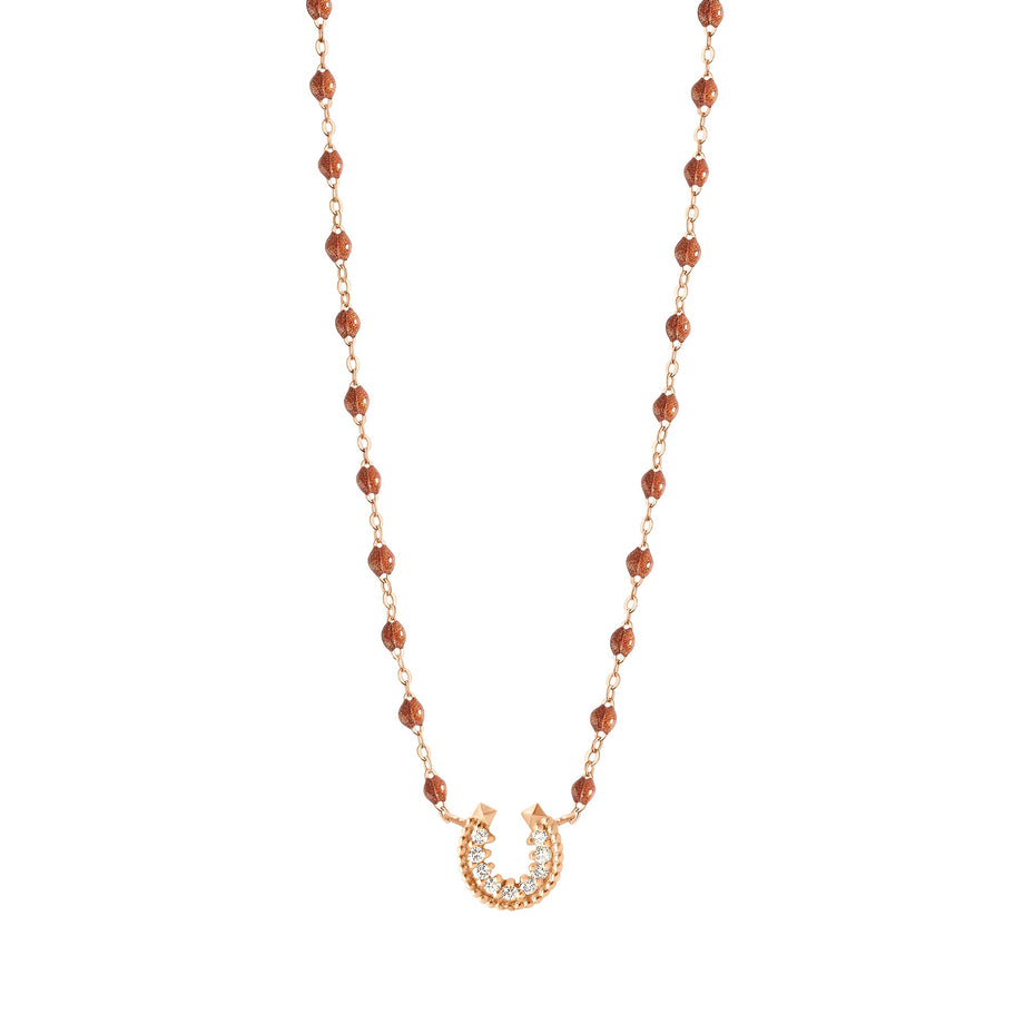 Gigi Clozeau - Collier fauve Fer à cheval, diamants, or rose, 42 cm