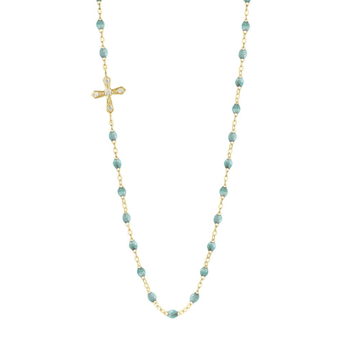 Gigi Clozeau - Collier glacier croix vintage diamants, or jaune, 42 cm