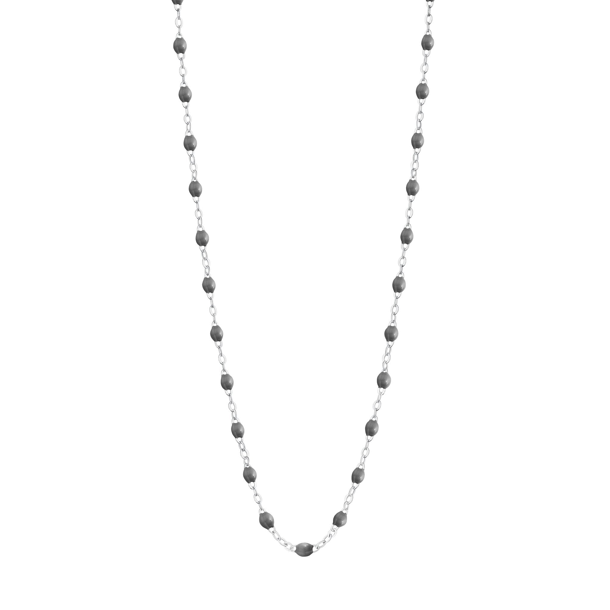 Gigi Clozeau - Collier gris foncé Classique Gigi, or blanc, 42 cm