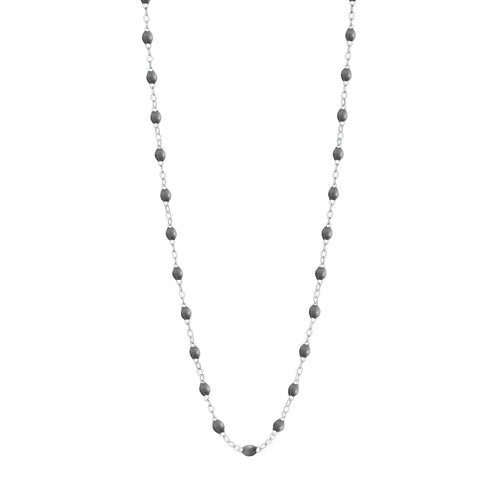 Gigi Clozeau - Collier gris foncé Classique Gigi, or blanc, 45 cm