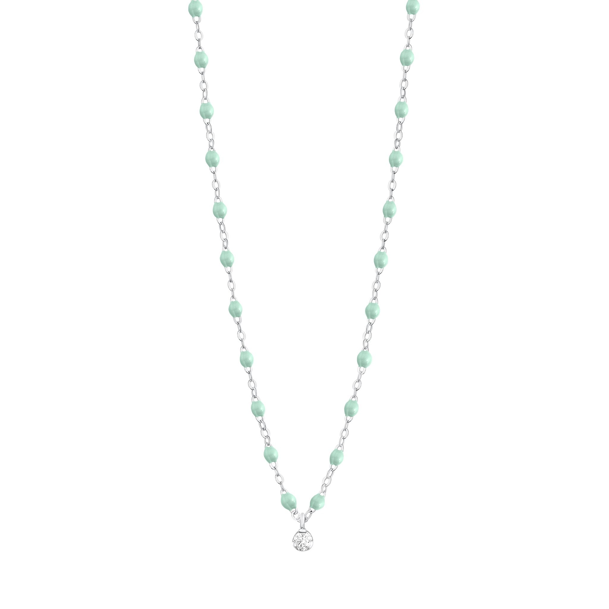 Gigi Clozeau - Collier jade Gigi Suprême, or blanc, 1 diamant, 42 cm