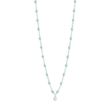 Gigi Clozeau - Collier jade Gigi Suprême, or blanc, 1 diamant, 42 cm