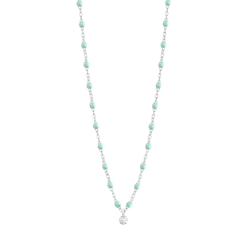 Gigi Clozeau - Collier jade Gigi Suprême, or blanc, 1 diamant, 42 cm