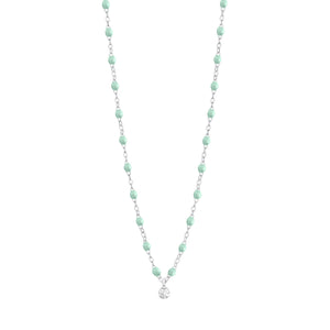 Gigi Clozeau - Collier jade Gigi Suprême, or blanc, 1 diamant, 42 cm