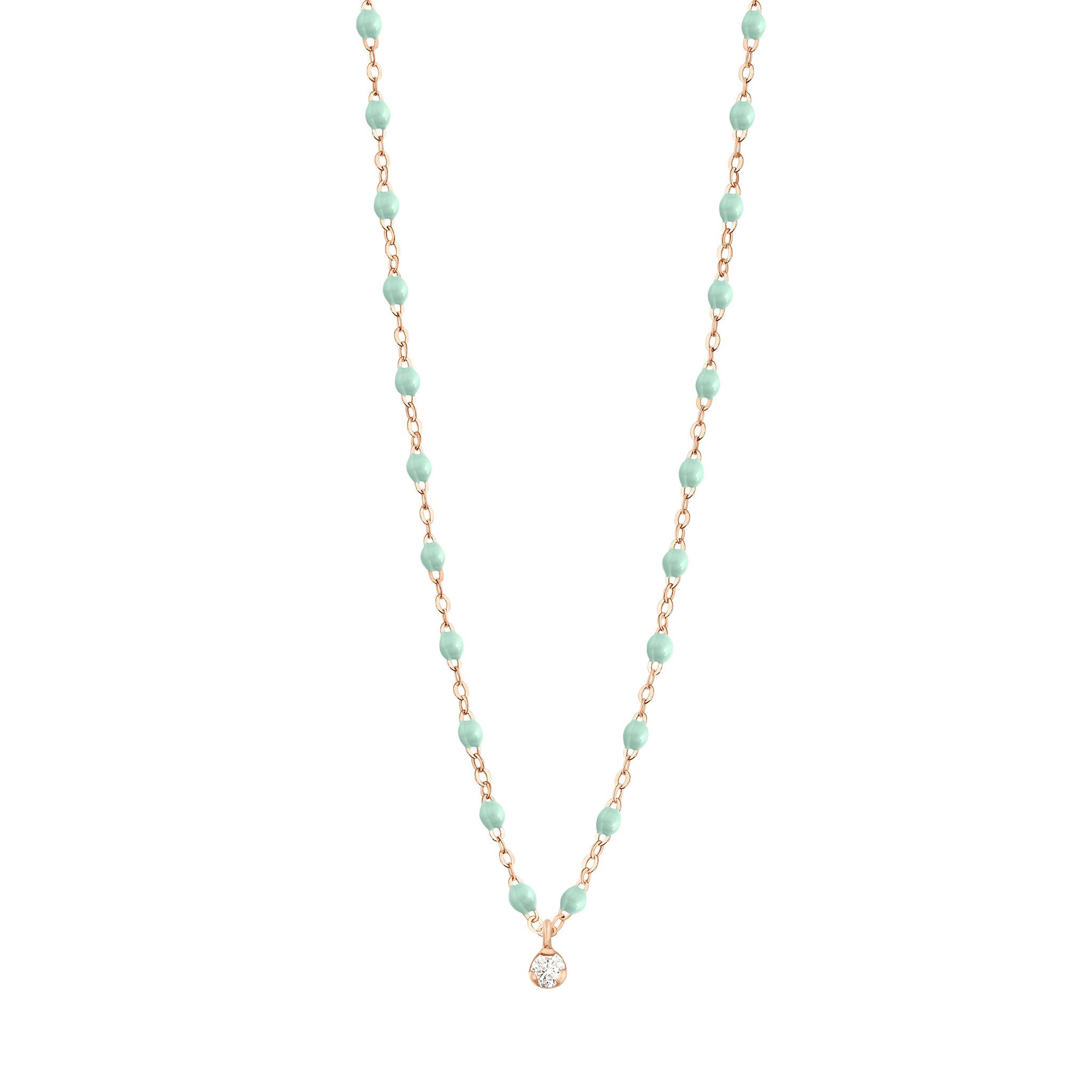 Gigi Clozeau - Collier jade Gigi Suprême, or rose, 1 diamant, 42 cm