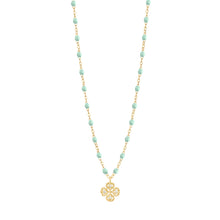 Gigi Clozeau - Collier jade Lucky Trèfle, diamants, or jaune, 42 cm