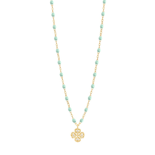 Gigi Clozeau - Collier jade Lucky Trèfle, diamants, or jaune, 42 cm