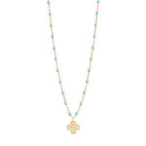 Gigi Clozeau - Collier jade Lucky Trèfle, diamants, or jaune, 42 cm