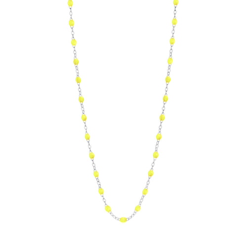 Gigi Clozeau - Collier jaune fluo Classique Gigi, or blanc, 42 cm