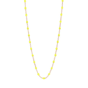 Gigi Clozeau - Collier jaune fluo Classique Gigi, or rose, 42 cm