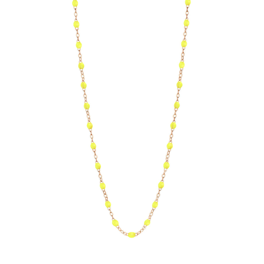 Gigi Clozeau - Collier jaune fluo Classique Gigi, or rose, 42 cm
