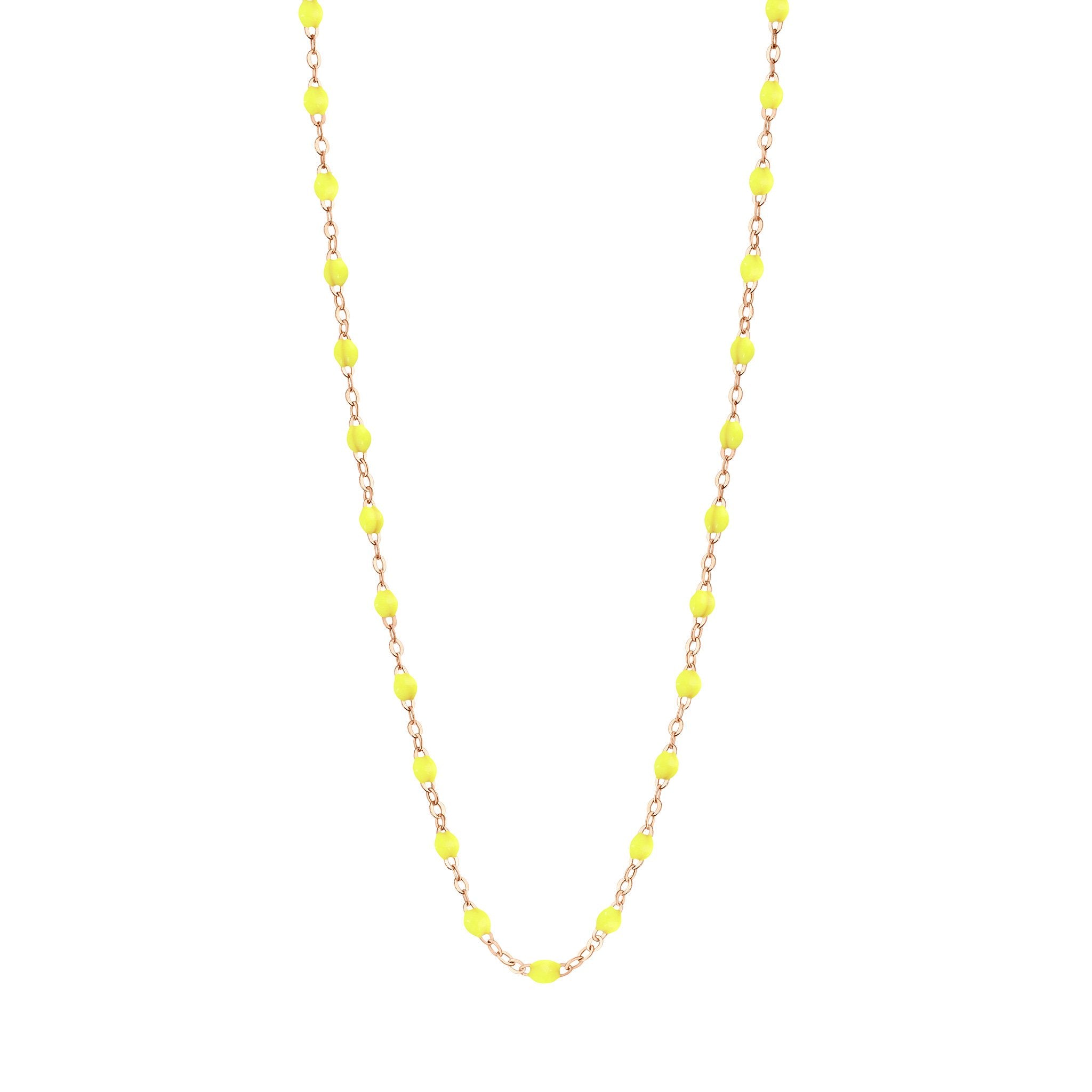 Gigi Clozeau - Collier jaune fluo Classique Gigi, or rose, 50 cm