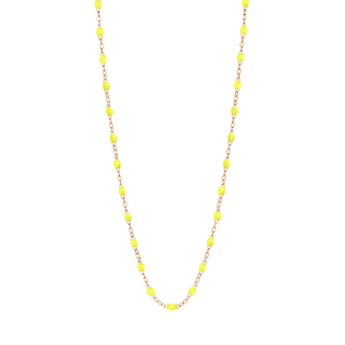Gigi Clozeau - Collier jaune fluo Classique Gigi, or rose, 50 cm