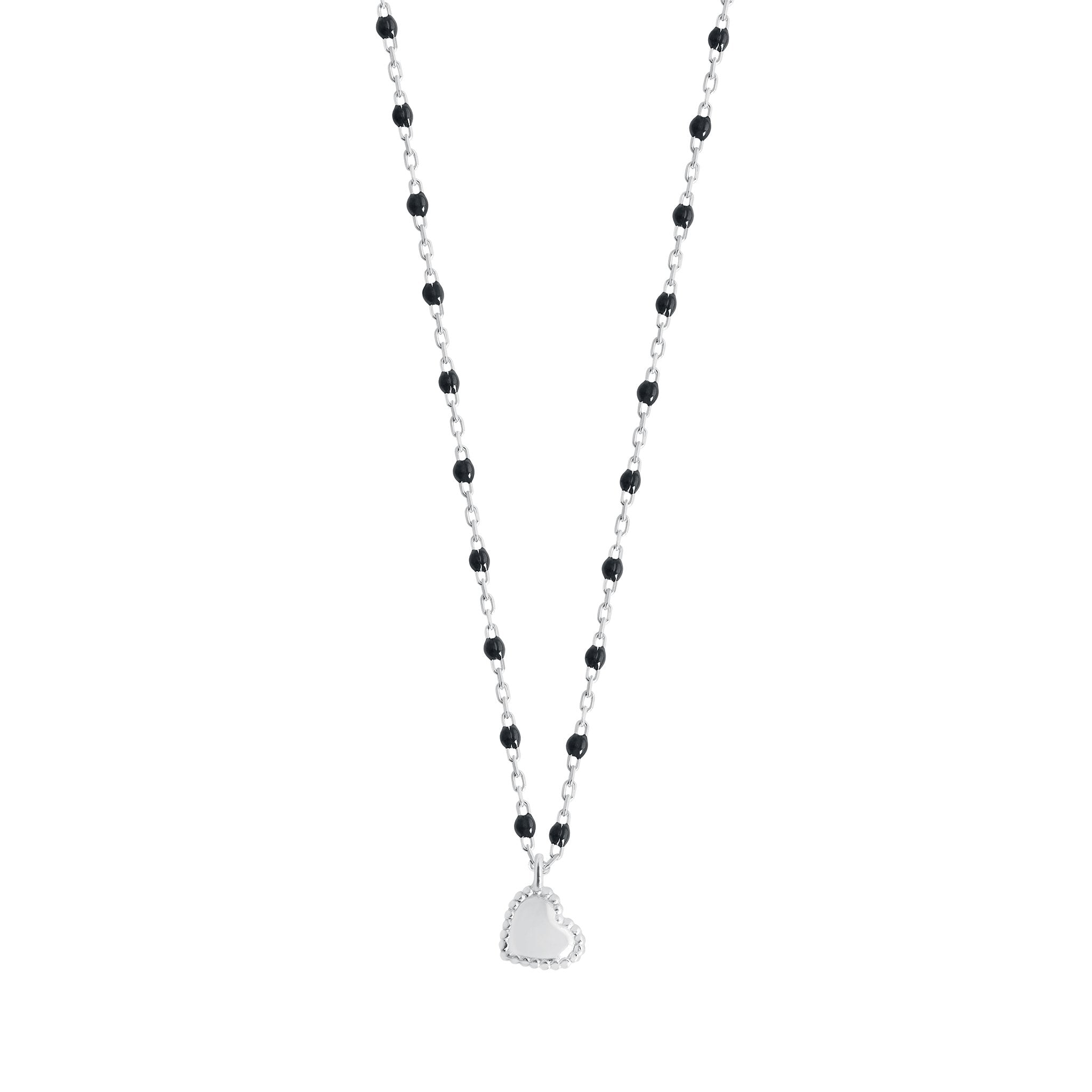 Collier acier inoxydable pour femme fines perles noires