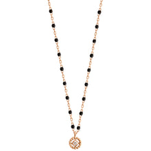 Gigi Clozeau - Collier Lucky Puce, diamant, or rose et mini perles de résine noire, 42 cm