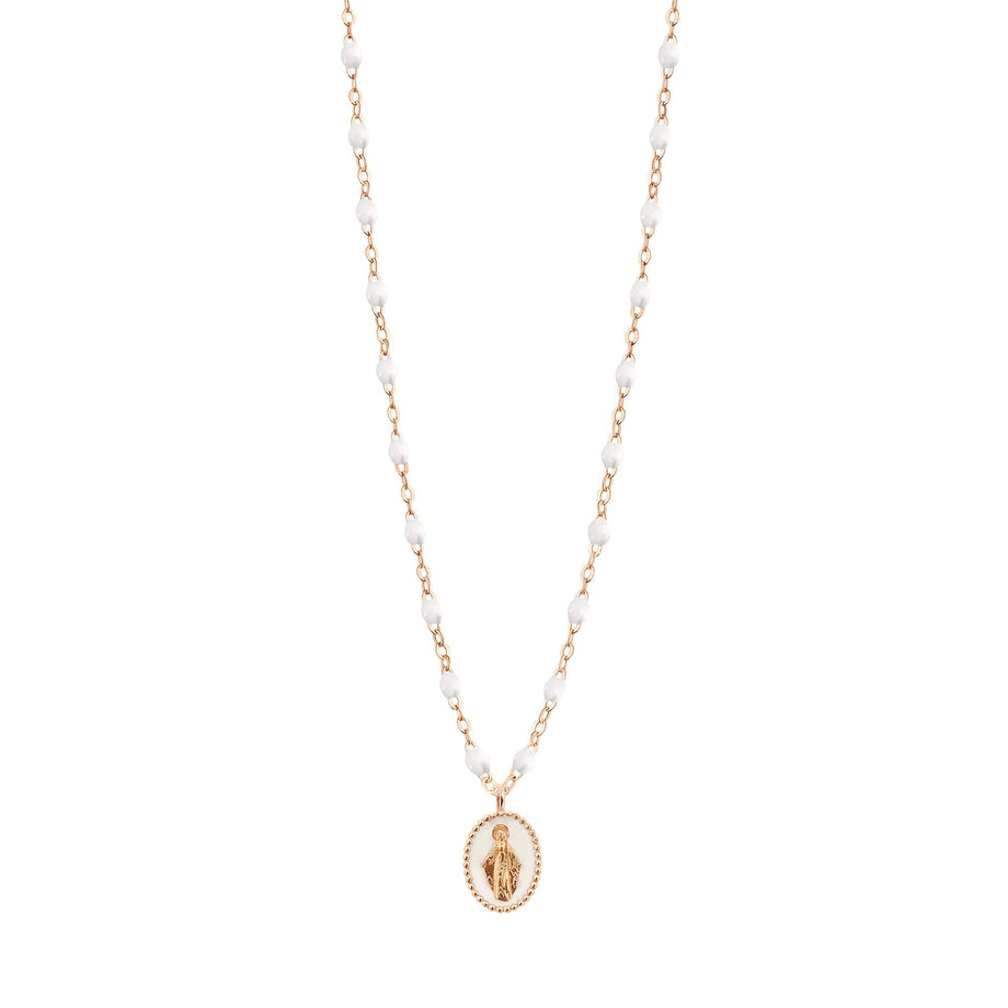 Gigi Clozeau - Collier Madone résine blanche, or rose, 42 cm