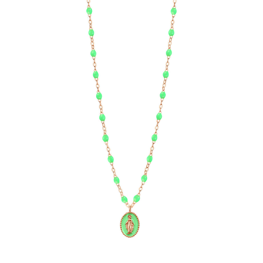 Gigi Clozeau - Collier Madone résine blanche, or rose, 42 cm