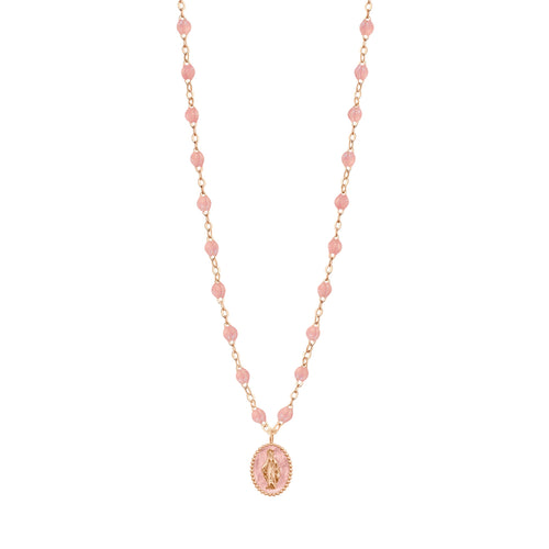 Gigi Clozeau - Collier Madone résine blush, or rose, 42 cm