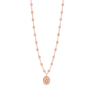 Gigi Clozeau - Collier Madone résine blush, or rose, 42 cm