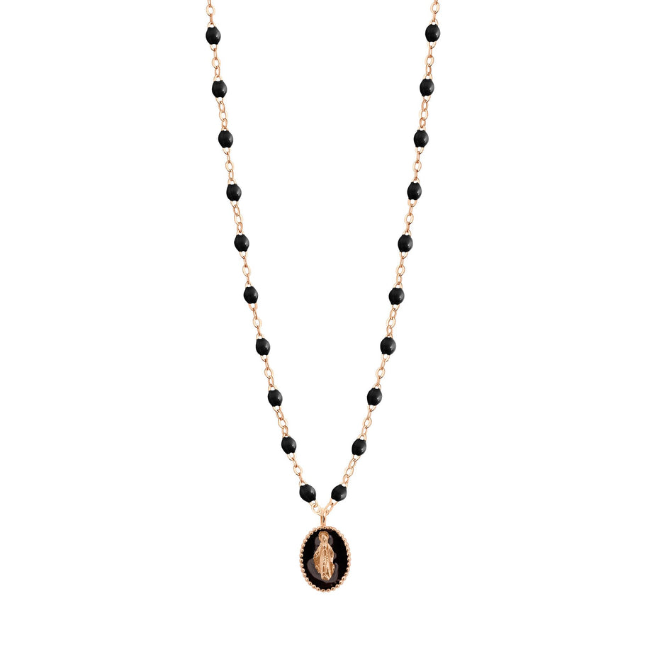 Gigi Clozeau - Collier Madone résine noire, or rose, 42 cm