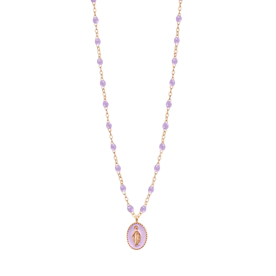 Gigi Clozeau - Collier Madone résine parme, or rose, 42 cm