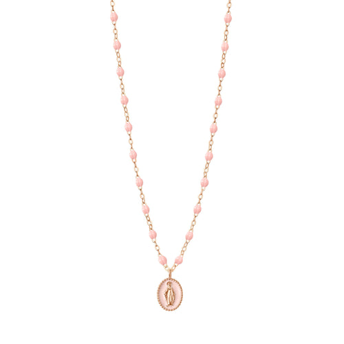 Gigi Clozeau - Collier Madone résine rose bébé, or rose, 42 cm