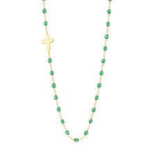 Gigi Clozeau - Collier menthe Croix de côté, or jaune, 42 cm