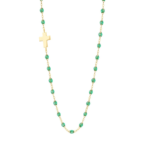 Gigi Clozeau - Collier menthe Croix de côté, or jaune, 42 cm