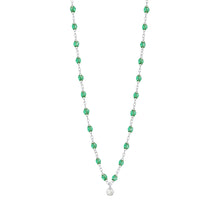 Gigi Clozeau - Collier menthe Gigi Suprême, or blanc, 1 diamant, 42 cm