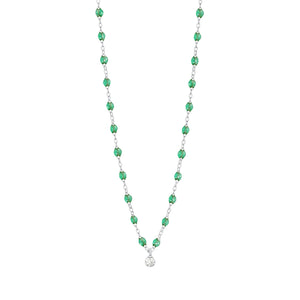 Gigi Clozeau - Collier menthe Gigi Suprême, or blanc, 1 diamant, 42 cm