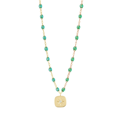 Gigi Clozeau - Collier menthe Miss Gigi diamant, or jaune, 42 cm