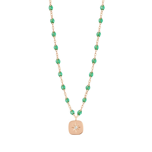 Gigi Clozeau - Collier menthe Miss Gigi diamant, or rose, 42 cm