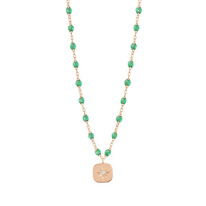 Gigi Clozeau - Collier menthe Miss Gigi diamant, or rose, 42 cm