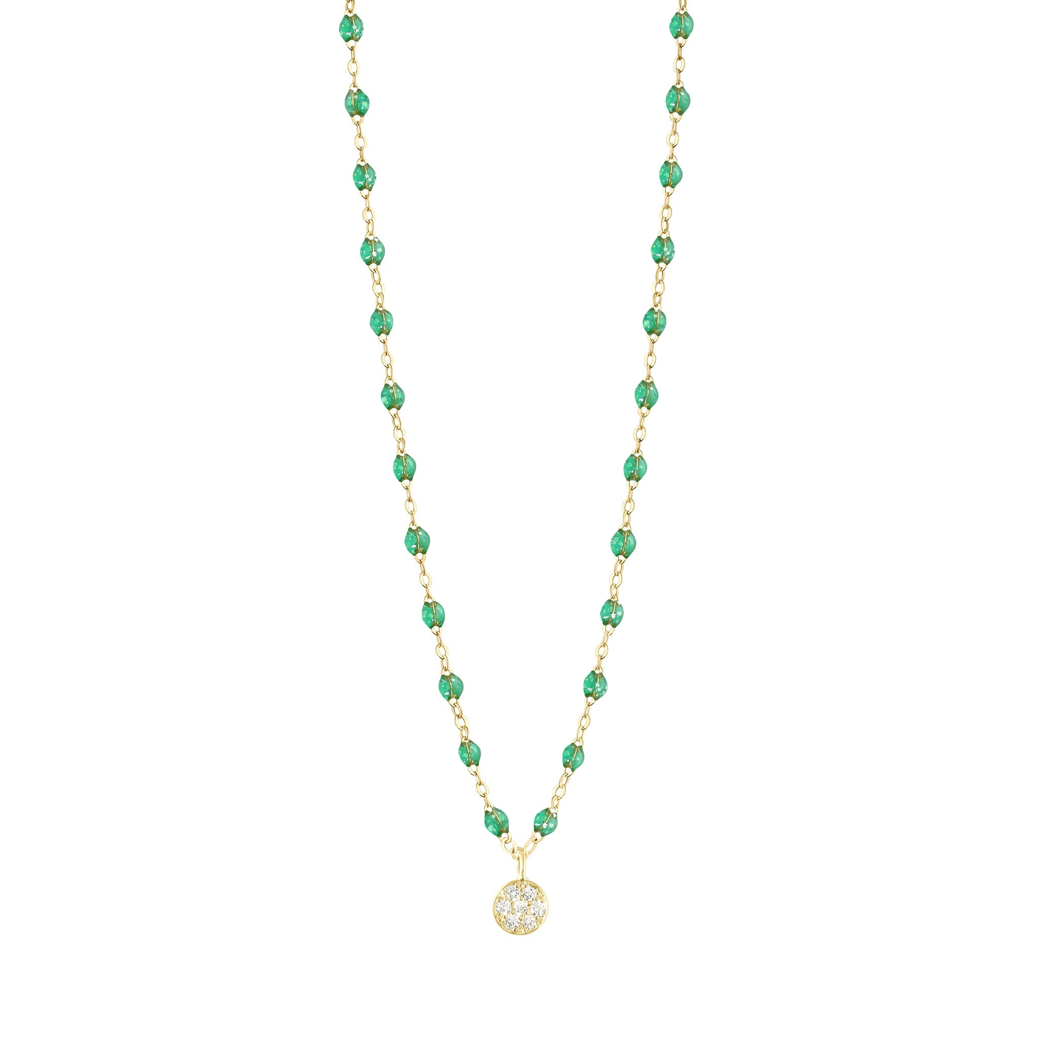 Gigi Clozeau - Collier menthe Puce diamants, or jaune, 42 cm