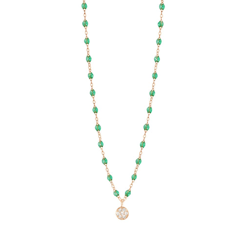 Gigi Clozeau - Collier menthe Puce diamants, or rose, 42 cm