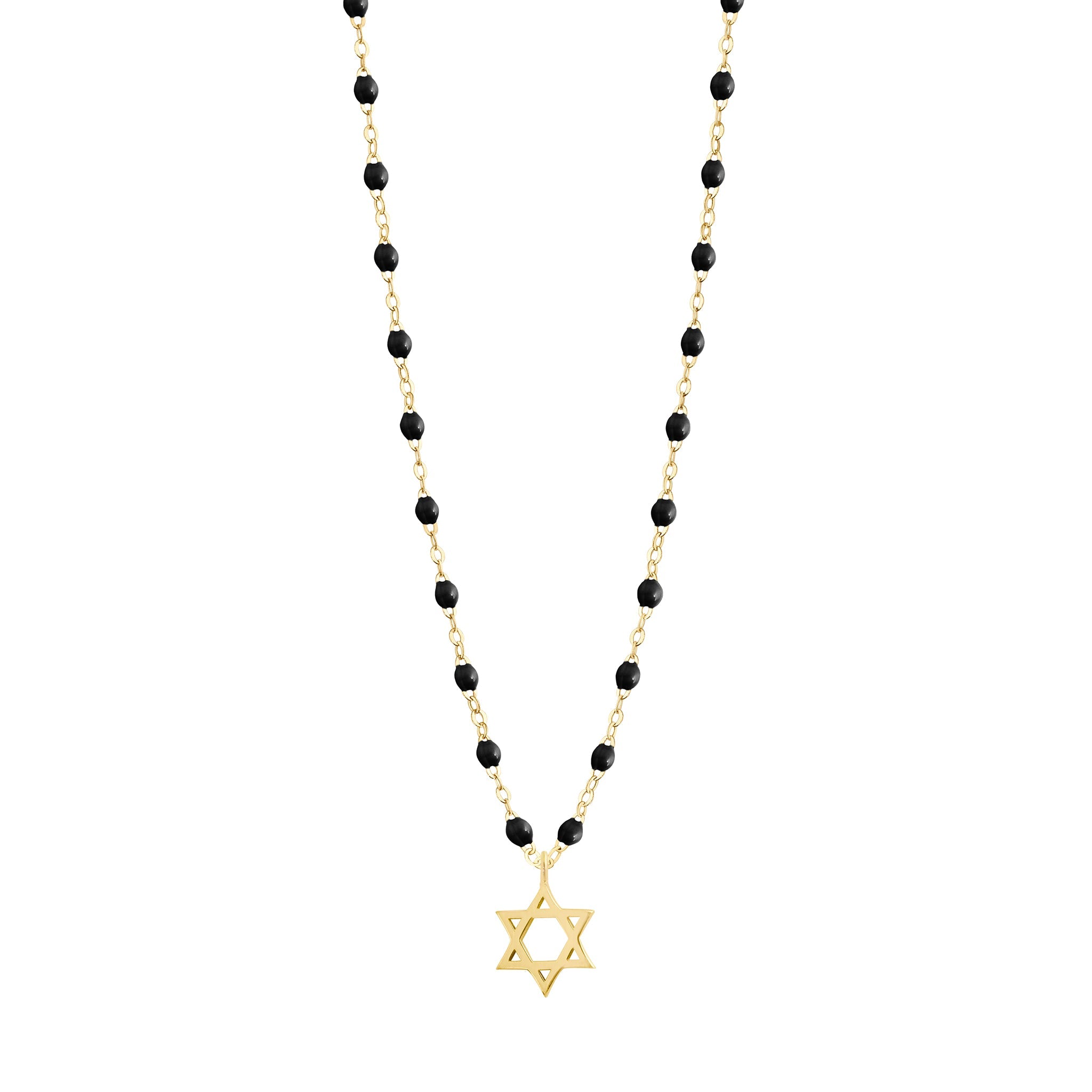 Gigi Clozeau - Collier noir Etoile de David, or jaune, 42 cm