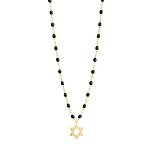 Gigi Clozeau - Collier noir Etoile de David, or jaune, 42 cm