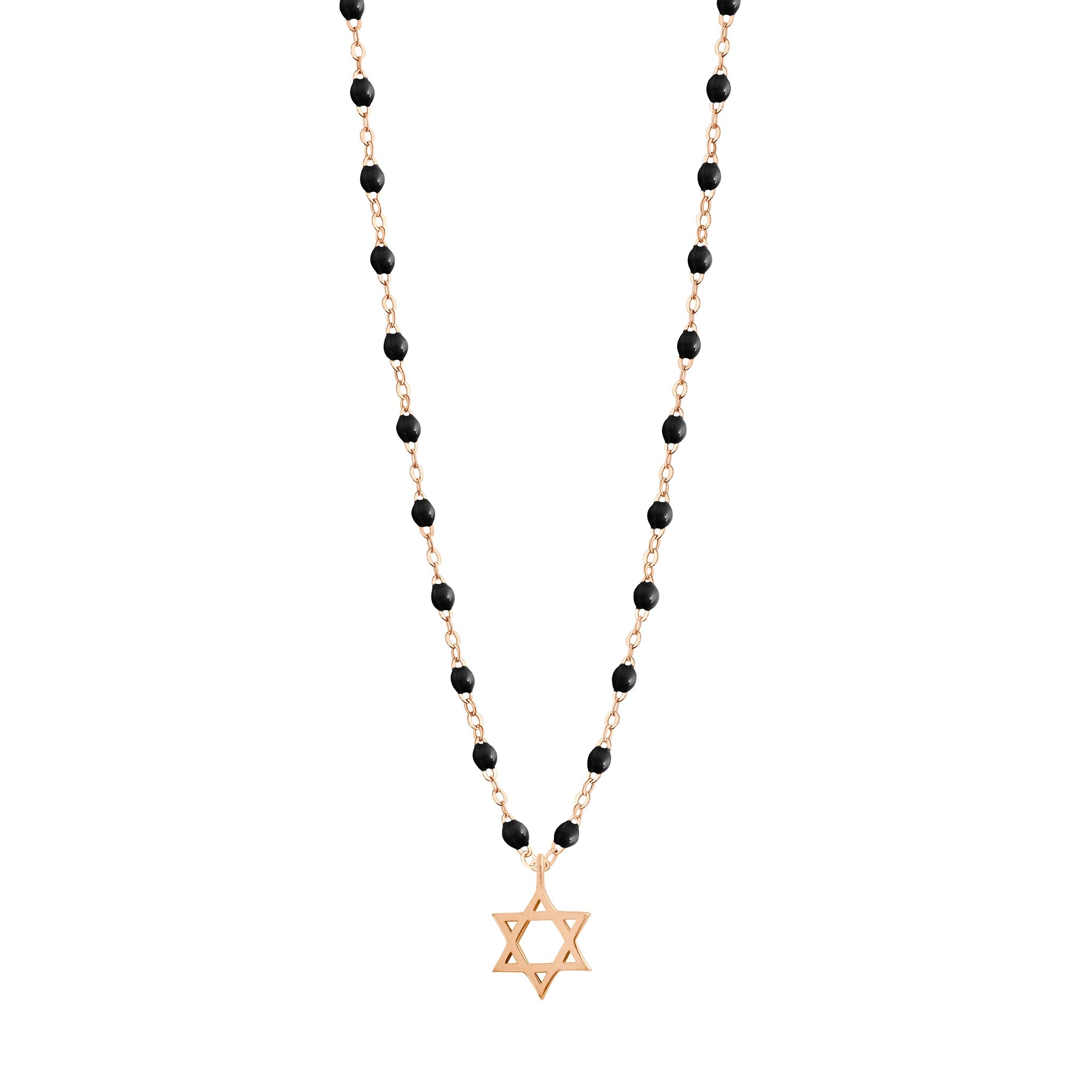 Gigi Clozeau - Collier noir Etoile de David, or rose, 42 cm